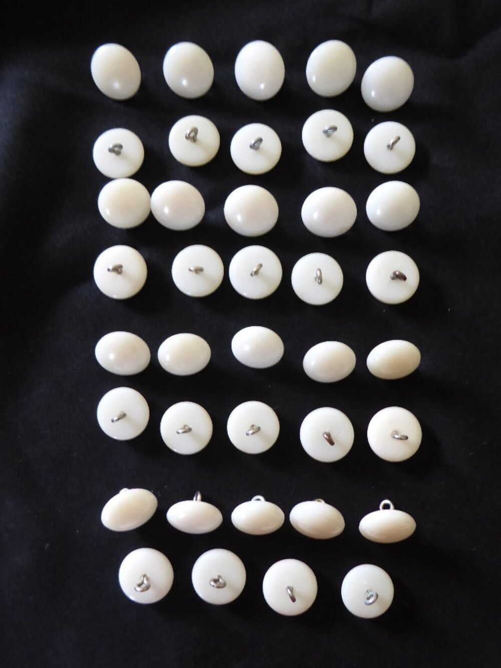 VINTAGE NEW WHITE DOME SHANK BUTTON LOT OF 39 CASEIN PLASTIC METAL SHANK